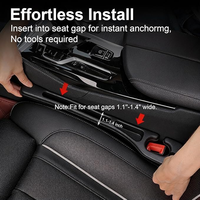 2 Pack Car Seat Gap Filler, No-Drop Seat Side Gap Seam Filler Organizer with Phone Holder, Universal Fit Fill The Gap Between Seat and Console, Auto Accessories for SUV Truck Sedan
