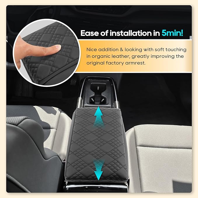 Armrest Cover for 2023-2026 Volkswagen ID.4 (Pro/Pro S/Pro S Plus) Volkswagen ID.4 Accessories Center Console Cover Arm Rest Protector Middle Lid Pad Protector PU Leather, Anti-Scratch,Non-Slip