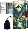 Car Registration Holder, Waterproof PU Leather Vehicle Card Document Glove Box Organizer, Women Interior Auto Accessories Case for Cards, Driver License Car Insurance Holder, Abstract Mountain Art