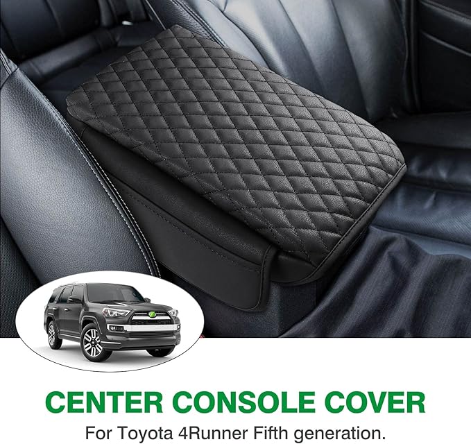 Shademax Center Console Cover Car for Toyota 4Runner 2024 2023-2020 Accessories, Automobile Armrest Cover Cushion Pad PU Waterproof with Side Storage Pocket for Console Lid Protector Anti-Scratch