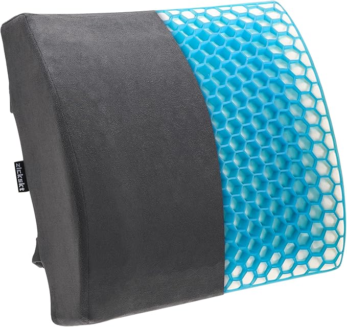 Zickskt Lumbar Support Pillow for Office Chair - Memory Foam Back Cushion for Chair, Car, Couch - Lumbar Pillow Promotes Better Posture, Back Pain Relief with Adjustable Strap & Non-Slip