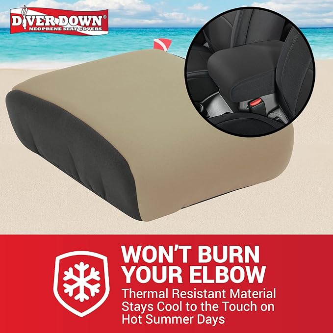 Diver Down Neoprene Center Console Cover - Fits Jeep 2007-2018 JK JKU Wrangler - Cushioned Armrest Cover - Doesn't Burn Your Elbow - Tight Custom Fit - Comfortable Foam Armrest Pad (07-10 Grey)