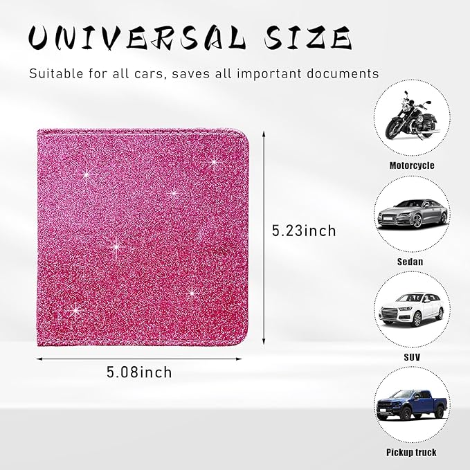 Ziciner Car Registration and Insurance Holder, Auto Card Document Glove Box Organizer with Magnetic Closure, Universal Vehicle Interior Accessories for Cars SUVs (Red-Small)