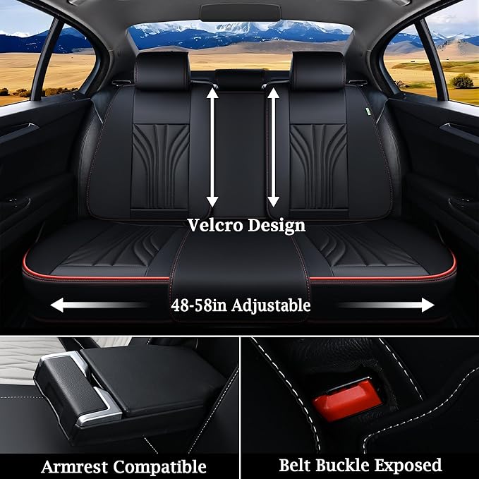 FLORICH Car Seat Covers Full Set, 5 Seats Universal Seat Covers for Cars, Waterproof Nappa Leather Auto Seat Protectors, Black Front and Rear Seat Protectors Fit for Cars SUV Pick-up Truck