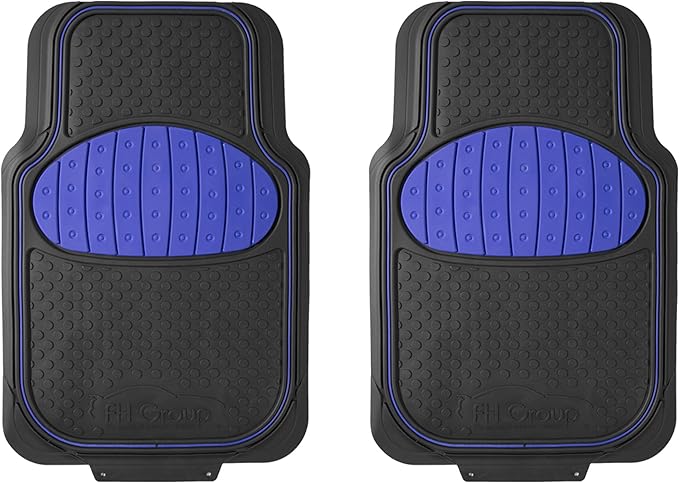 FH Group Heavy-Duty Rubber Car Floor Mats - Universal Fit, Trimmable, Climaproof - For Sedans, SUVs, Trucks - Blue