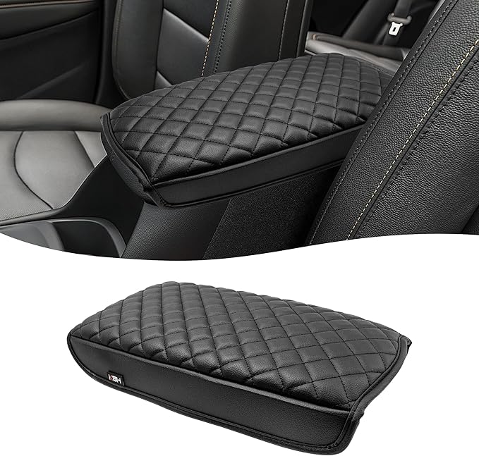 KBH Center Console Armrest Cover for 2018-2024 Chevy Equinox, GMC Terrain, Vinyl Leather Interior Accessories, Middle Console Lid Protector, Arm Rest Cushion Pad, Anti-Scratch, Black