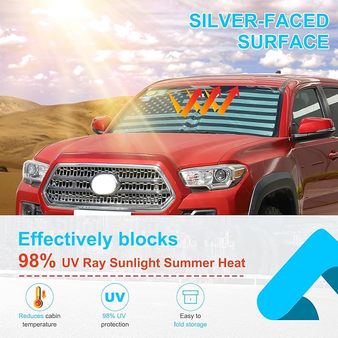 LLKUANG Car Windshield Sun Shade Compatible with Toyota Tacoma 2006-2024 Auto Windshield Sunshades Foldable Blocks UV Rays Sun Visor to Keep Your Vehicle Cool and Damage Free (Style E)