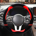 Furry Cute Steering Wheel Cover, Soft Fluffy Short Plush Auto Accessories, Non-Slip Cold-Proof Sweat-Proof Colorfast, Universal 15 inch(Black with Red)