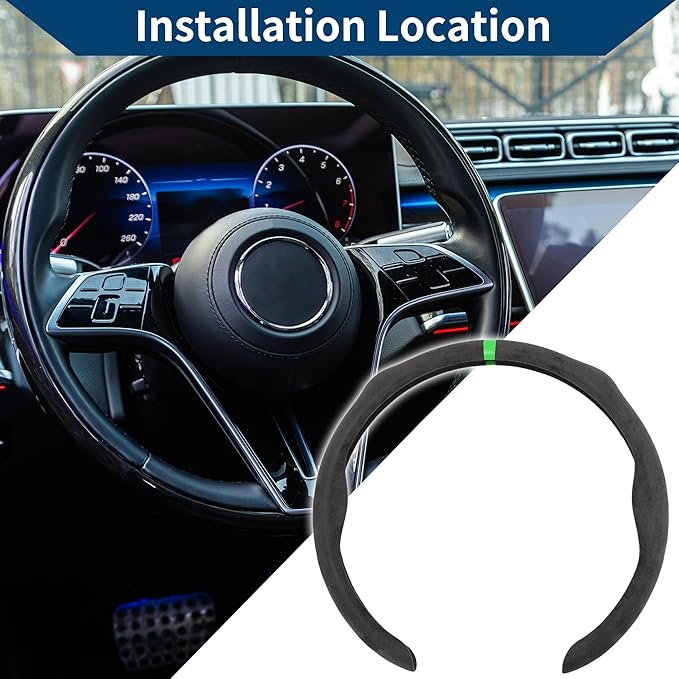Suede Steering Wheel Cover ABS Car Steering Wheel Protector 14.96" Gray Green 1 Pc