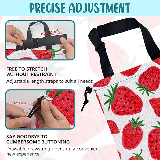 KXWQTRDD Car Garbage Bag Red Sweet Strawberry Drawstring Car Trash Bag Hanging for Back Seat with Adjustable Buckle Canvas Vehicle Trash Can Easy-to-Install