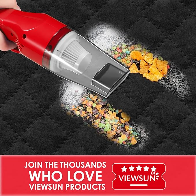 Viewsun 17PCS Car Cleaning Kit, Car Interior Detailing Kit with Red High Power Handheld Vacuum, Detailing Brush Set, Windshield Cleaner, Cleaning Gel, Complete Auto Accessories for Women