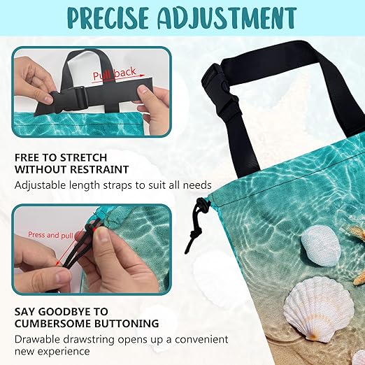 KXWQTRDD Car Garbage Bag Summer Starfish Seashell on Beach Hanging Canvas Car Trash Bag Waterproof Drawstring Car Back Seat Organizer for Car Back Front Seat Console with Adjustable Buckle