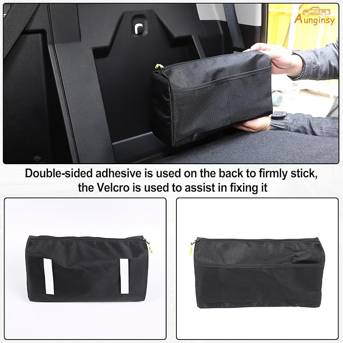 Aunginsy Rear Row Seat Concealed Storage Bag Compatible with Toyota Tundra 2022-2025 Pickup Truck, Back Seat Luggage Storage Bag Organizer Seatback Bag with Tape Oxford Cloth Space Saving Accessories