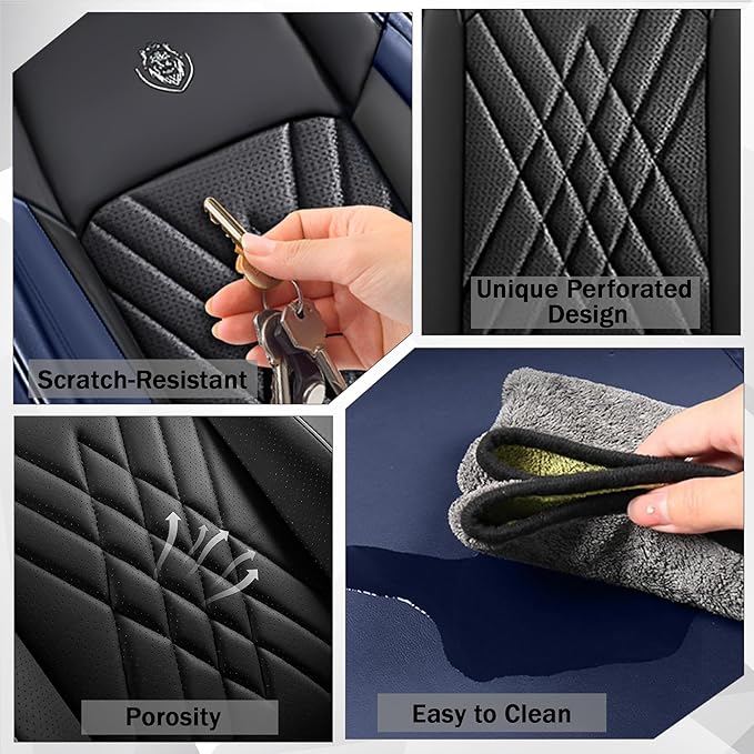 JGDL Car Seat Covers for Subaru Crosstrek 2016-2026, 2 Piece Set Nappa Leather Non-Slip Seat Protectors, Breathable Seat Cover Set. (Deluxe 2 Seats, Black Blue)