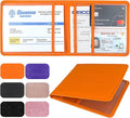 LumiMokki Car Registration and Insurance Holder, Leather Registration and Insurance Card Holder, Vehicle Glove Box Organizer - For Documents, Cards, License (Orange)