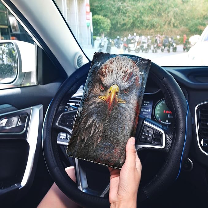Eagle American Flag Memorial 4th Of July Independence Day Car Registration and Insurance Holder Vehicle Glove Box Organizer Car Accessories Wallet Case for Women Men 202a4885