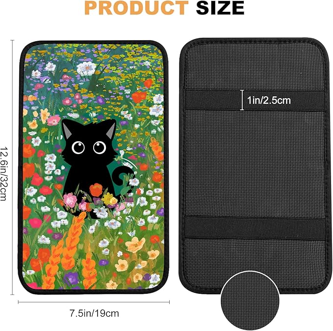 Auto Center Console Cover,Black Cat3 Soft Waterproof Car Center Console Cover,Universal Fit for Most Vehicle SUV Truck Accessories Decor