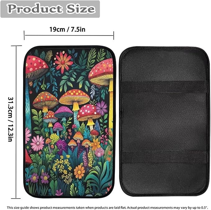 Art Mushroom Arm Rest Cover Car Easy to Install Car Console Covers Vehicle Armrest Cover Vehicle Accessories 12.3 x 7.5 Inch Fit for Most Cars, Vehicles, SUVs