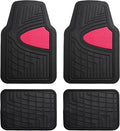 WYLF Automotive Floor Mats Waterproof Premium Tall Channel Trimmable Non-Slip Rubber Floor Mats - Full Set Pink for Cars, Universal Fit, Floor Mats for Sedan, SUV, Truck Floor Mats