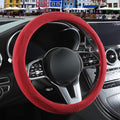 Red Suede Steering Wheel Cover Large for Model X Model S Ford F150 F250 F350, Breathable Non-Slip Sweat-Proof Wear-Resistant, Warm in Winter and Cool in Summer, 15.5 inch to 16 inch