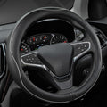 West Llama Microfiber Leather Car Steering Wheel Cover for Chevy Silverado,Tahoe,Equinox,Traverse,Trailblazer,Colorado (Black+Gray Line - Standard Size)