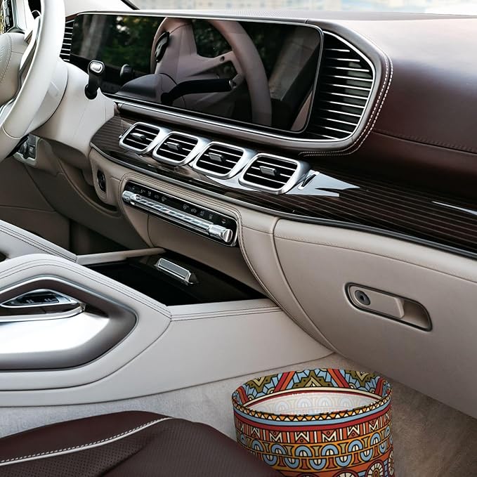 OEDTF Bohemia Car Trash Can,Car Accessories Waterproof Car Organizer Foldable Portable Trash Bin Can Be Hung on The Back Seat Garbage Can for Various Cars