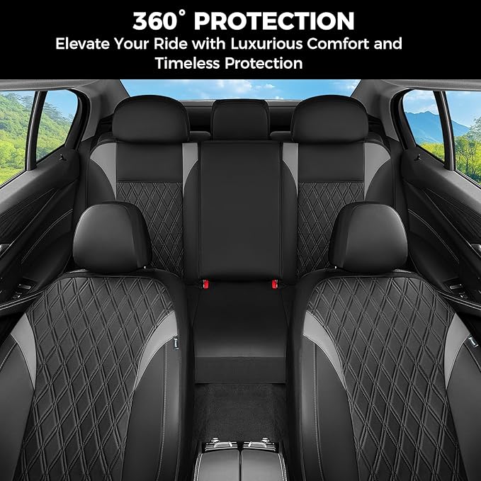 FLORICH Seat Covers, Car Seat Covers Full Set, Waterproof Leather Car Seat Protector, Front and Rear Seat Covers for Cars, Automotive Seat Covers Universal Fit for Most Cars SUV Truck