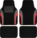 CAR PASS Leather Sporty Car Floor Mats Carpet, Universal Waterproof Automotive Floor Mat Fit for Sedans, Cars, Mid Trucks, Vans, SUV, Set of 4 (Black and Red)