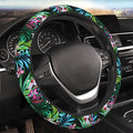 Tropical Car Steering Wheel Cover for Women Frangipani Hibiscus Palms 14-15 Inch Stretch Cloth Anti-Slip Wrap Protector Case Fit Universal Auto Accessories Decor Sweat Absorption (No Tools Needed)