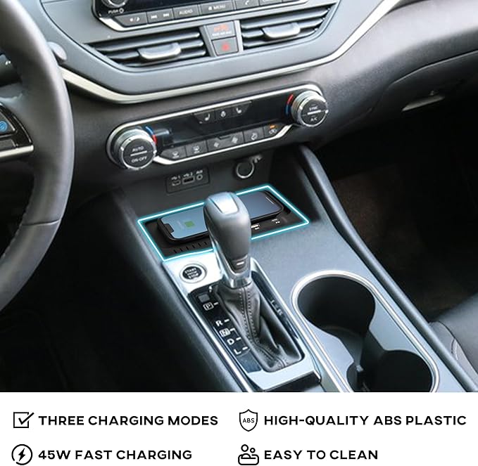 KEWISAUTO Car Wireless Charger for Nissan Altima 2019-2024 2023 2022 2021 L34 Accessories, USB-A USB-C Phone Wireless Charging Pad Mat for Altima S/SL/SV/SR VC-Turbo/Platinum VC-Turbo/Edition One