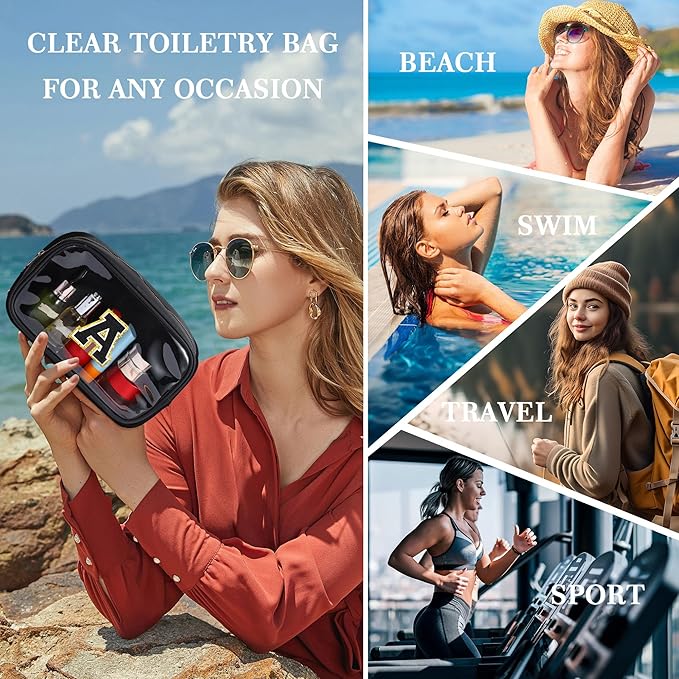 YOOLIFE Travel Clear Makeup Bag Toiletry Bag, Make up Bag Waterproof Toiletry Bags for Women Cosmetic Bag Valentines Gifts for Women Personalized Mother Girlfriend Wife Gifts Black S
