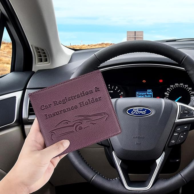New Fashion Kingdom Car Registration and Insurance Holder, Premium PU Leather Vehicle Glove Box Car Organizer Men Women Wallet Accessories Case for ID, Driver's License - Purple