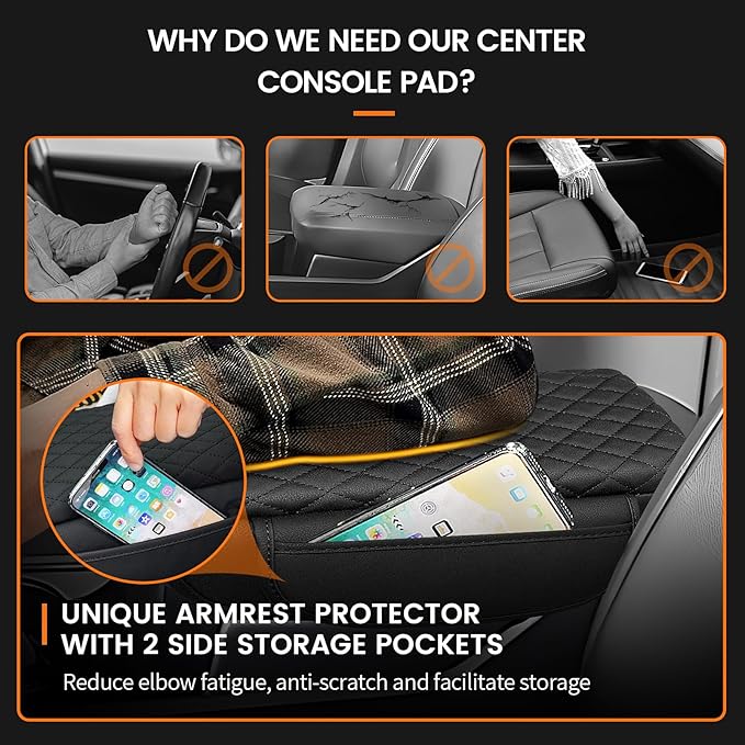 Custom for Center Console Cover Kia Sportage(NQ5) 2023-2026 Armrest Cover Accessories PU Leather Armrest Seat Box Cover Protector with Pockets Storage Bag