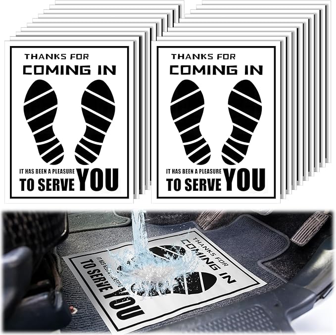 Frienda 500 Pcs Waterproof Paper Car Floor Mats Disposable Floor Pads Covered Plastic Film Automotive Foot Mat for Vehicle Supplies(White,20 x 15 Inch)