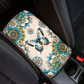 Butterfly Boho Center Console Cover for Car Soft Waterproof Armrest Cover Cushion Mandala Floral Armrest Seat Box Cover Protector for Most Vehicle SUV Truck Carssa