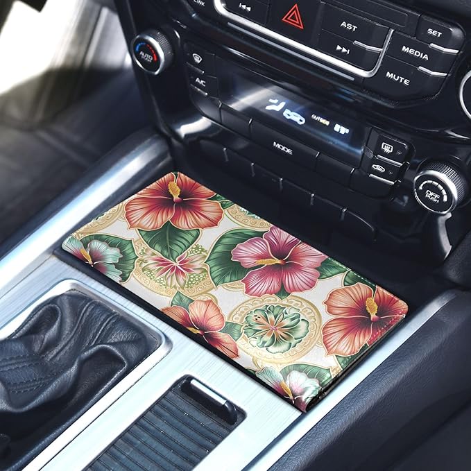 ALAZA Vintage Flowers Floral Car Registration and Insurance Card Holder Vehicle Glove Box Car Organizer Driver License Documents Holder Waller Case Organizers