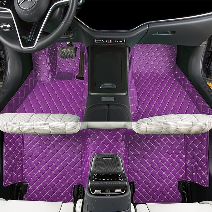 Luxury car Floor mats are for 99% of Vehicle Models,All Weather car Floor mats Provide Comprehensive Protection for Vehicles,Floor mats for car Personalized Customization! (Purple Rice)