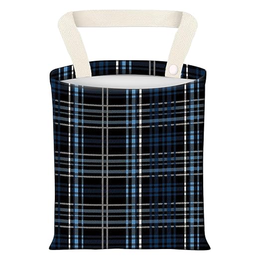 ADQWIOVL Car Garbage Can, Seat Back Hanging Cute Car Trash Can Bag, Car Organizer and Storage Bag for Travelling, Outdoor Luxury Blue Black Plaid