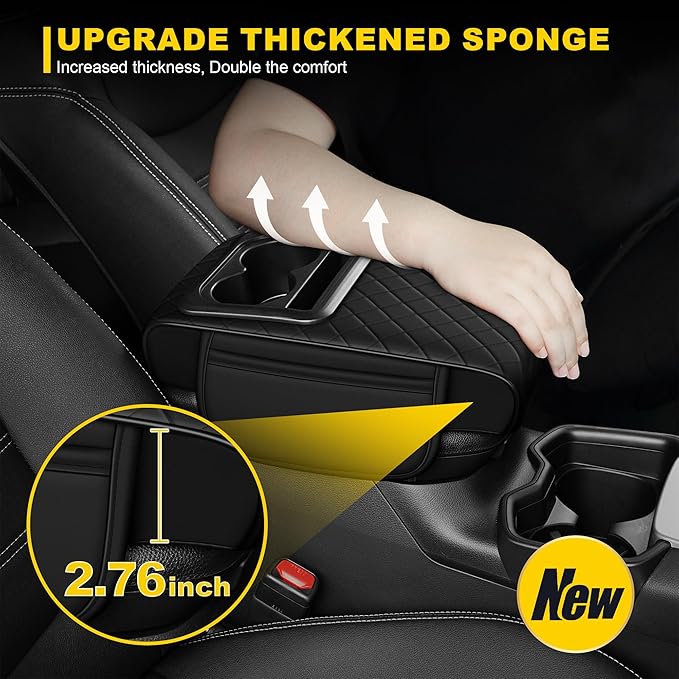 Center Console Cover for Chevrolet/Chevy Blazer Waterproof Armrest Cover with Plus Comfort Lift Design,Anti-Scratch Auto Armrest Pad Accessory （Black