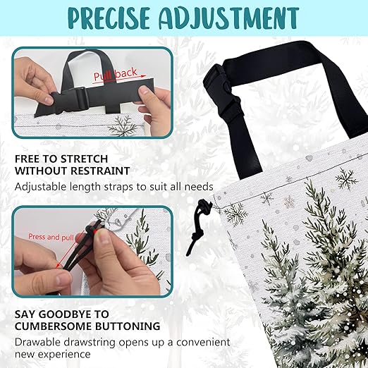 KXWQTRDD Car Garbage Bag Watercolor Snowy Green Pine Trees Hanging Canvas Car Trash Bag Drawstring Car Back Seat Organizer for Car Back Front Seat Console with Adjustable Buckle