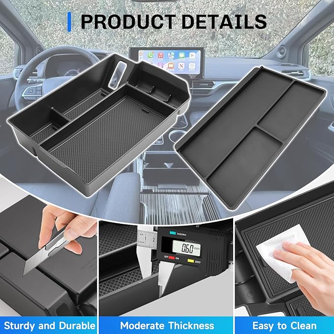 SXCY 2PCS for 2025 2026 Toyota Sienna Center Console Organizer+Console Storage Mat [Not for Console w/Cool Box] for 2021-2026 Toyota Sienna Accessories 2021-2025 2026 Sienna Armrest Console Organizer