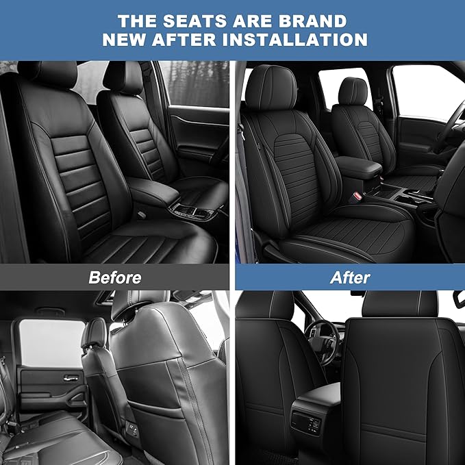 Ahsrnl Seat Covers Fit for Subaru Ascent 2019-2025 2026 Faux Leather Waterproof Seat Covers（2 Front Seats, Black