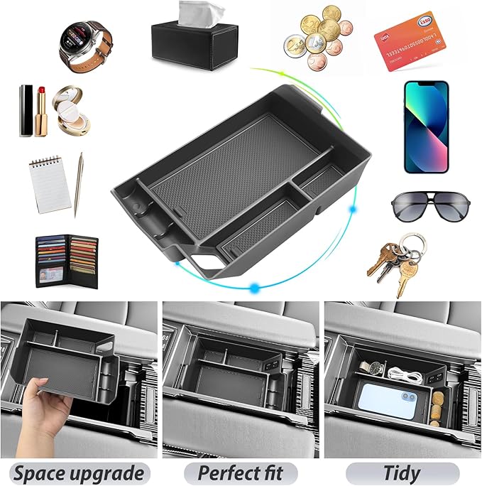 SKTU for 2025 2026 Toyota Sienna Accessories Center Console Organizer for 2021-2026 Toyota Sienna Console Tray 2026 Sienna ABS Console Organizer with Coin Holder (Not Fit Models with Refrigerator)