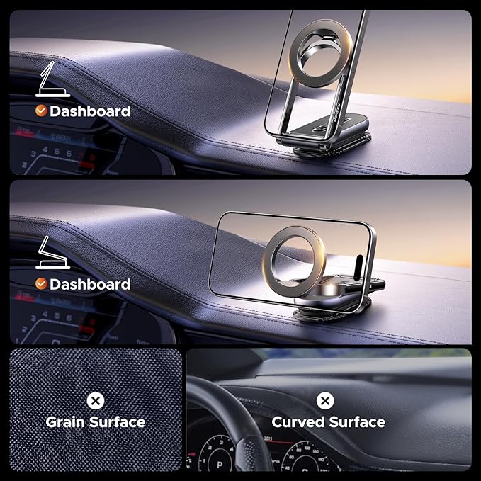 UGREEN for Magsafe Car Mount Dashboard 360° Rotation Magnetic Phone Holder Removable Design Car Cellphone Holder Compatible with iPhone 17 16 15 14 13 12 Series and MagSafe Case Strongest Magnet