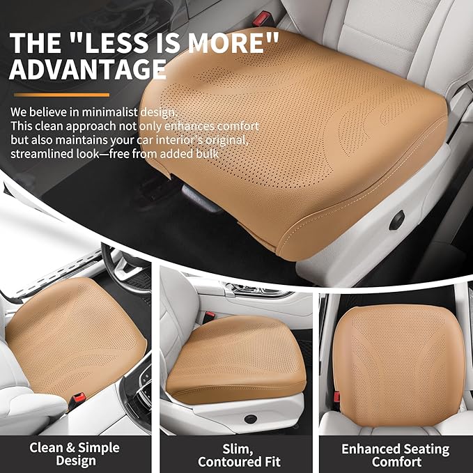 CAPITAUTO 1 Piece Seat Covers Front PU Leather Car Seat Covers, Universal Bottom Seat Covers for Cars,Full Wrapping Edge Fits 95% of car (Brown)