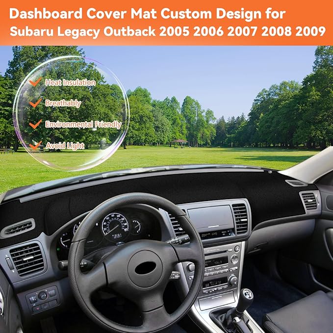 Dashboard Cover for 2005-2009 Subaru Legacy Outback Accessories, Non-Slip Dashboard Protector & Sunshield, UV-Blocking, Anti-Glare Dash Mat Pad