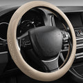 【2025 Model】 Breathable Soft Leather Car Steering Wheel Cover for Men Women, Non-Slip, Comfortable,Universal 15 inches Steering Wheels, Beige