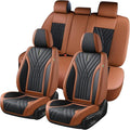 FLORICH Leather Seat Covers Full Set, Universal Seat Covers, Leather Car Seat Vehicle Cushion, Brown Automotive Seat Covers Accessories for Car Sedan SUV Truck