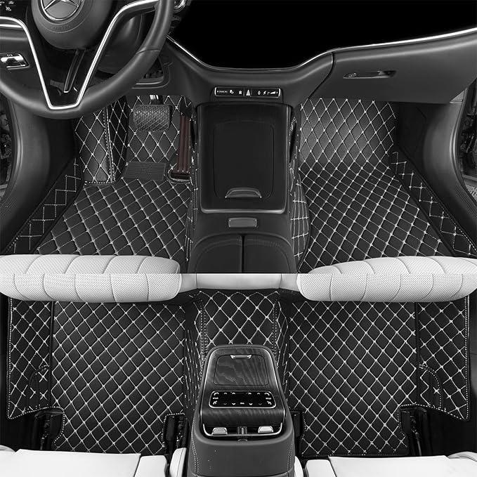 Luxury car Floor mats are for 99% of Vehicle Models,All Weather car Floor mats Provide Comprehensive Protection for Vehicles,Floor mats for car Personalized Customization! (Black White)