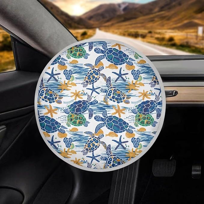 Turtle Steering Wheel Sunshade 17 Inch Car Rudder UV Rays Sun Visor Protector for Most Vehicle Heat Resistant Steering Wheel Cover Summer Essential 2025